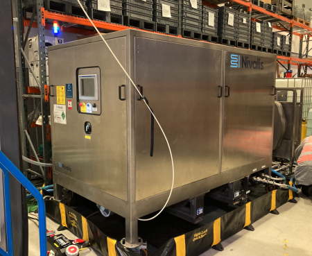 Ice Pigging equipment onsite at factory ready for emergency contamination removal.